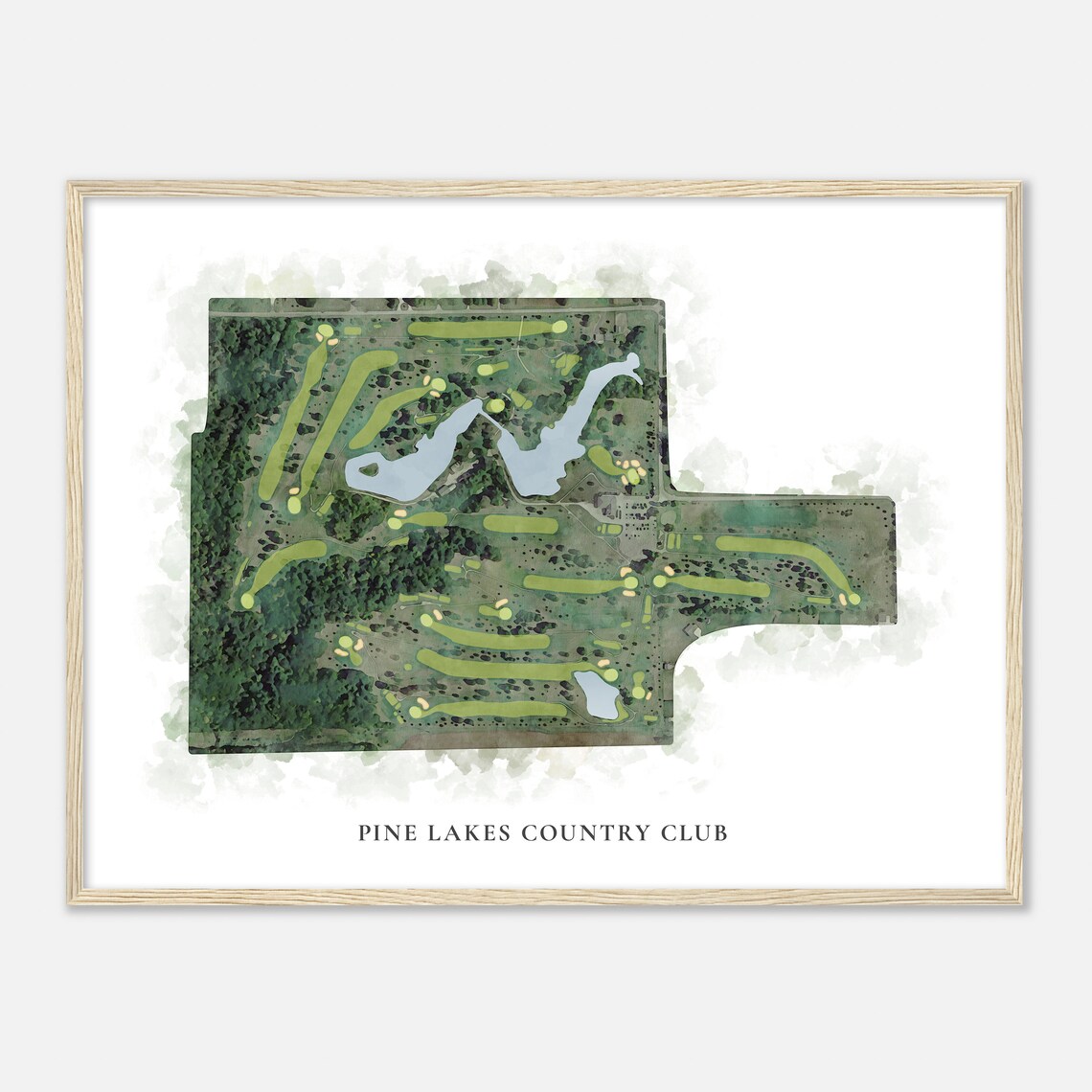 Pine Lakes Country Club Aerial Watercolor Course Map Golfer Poster - Image 2