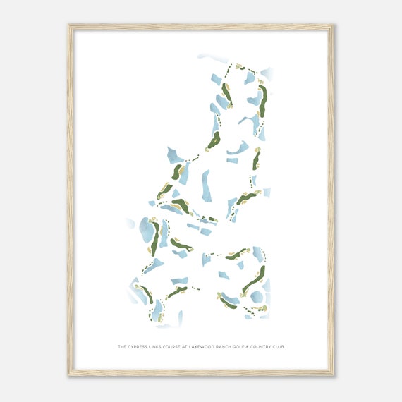 The Cypress Links Course At Lakewood Ranch Golf Country Club Florida Modern Watercolor Map Golfer Gift Golf Wall Art