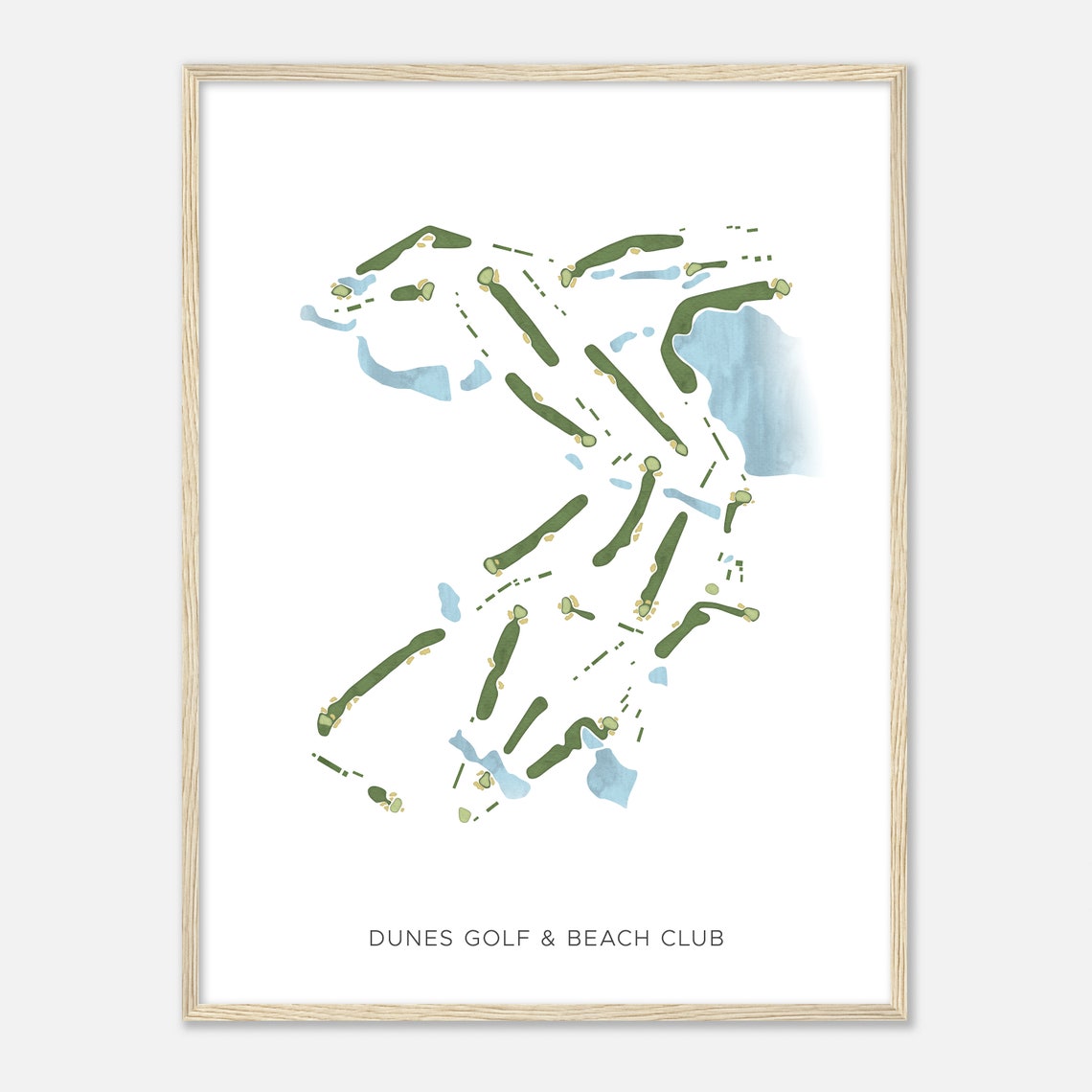 Dunes Golf and Beach Club Modern Watercolor Layout Map Poster - Image 2