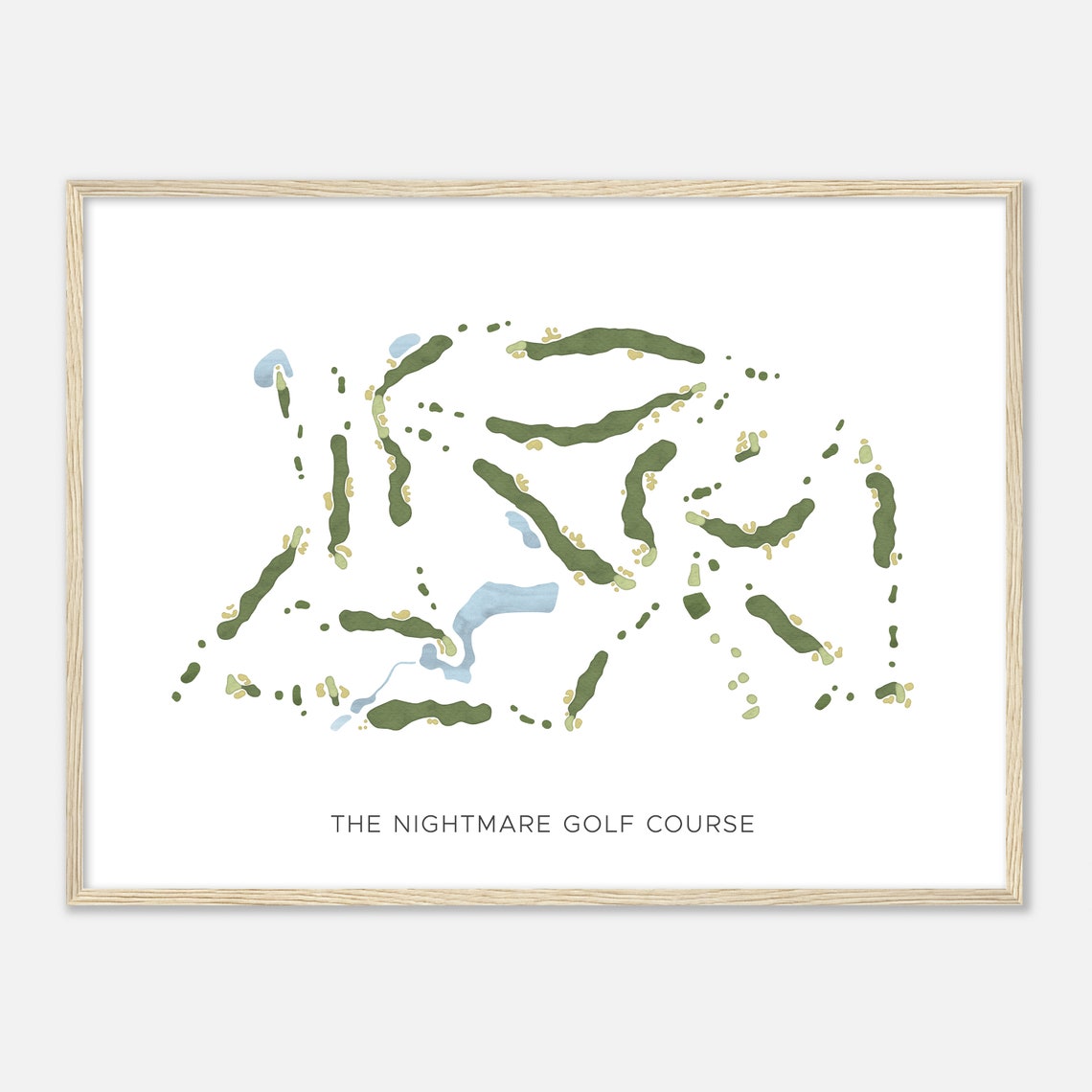 The Nightmare Golf Course Michigan Modern Watercolor Map Poster