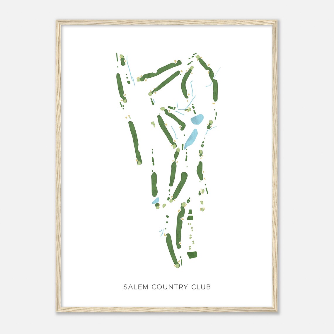 Salem Country Club Golf Course Map Modern Watercolor Poster Art