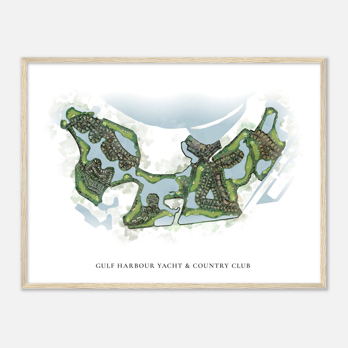Gulf Harbour Yacht Country Club Florida Watercolor Map - Image 2