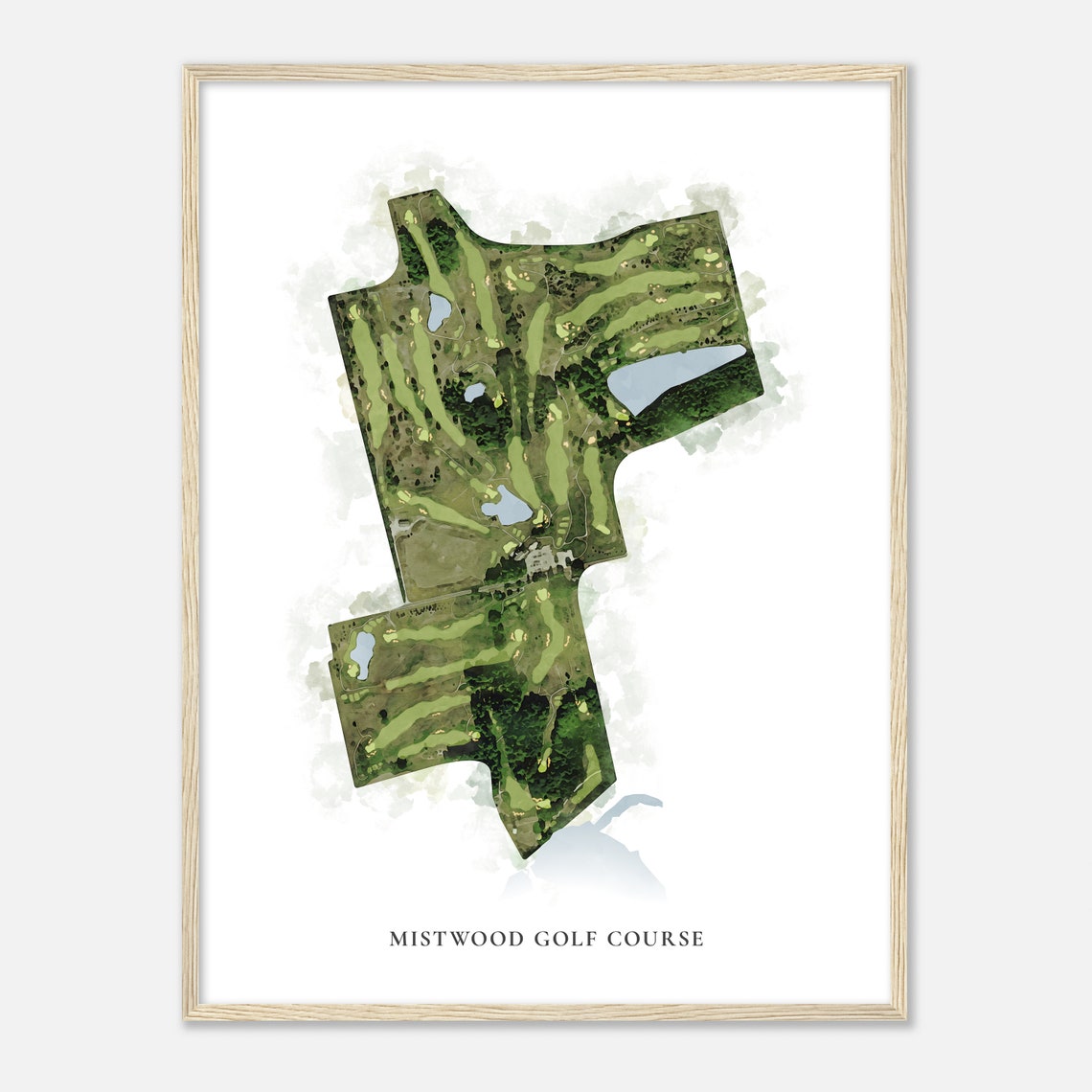 Mistwood Golf Course Watercolor Style Golf Course Map Poster - Image 2