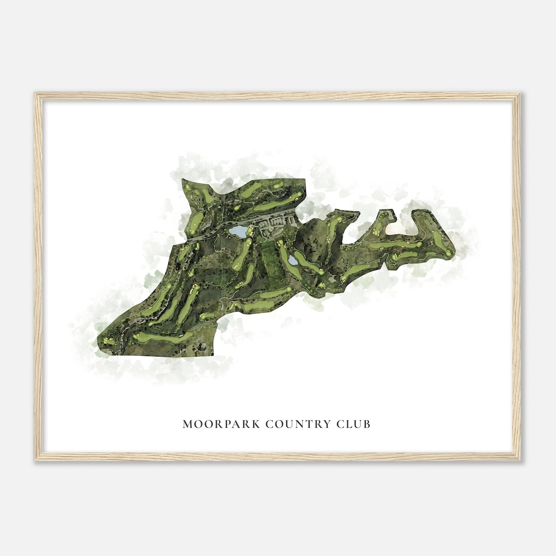 Moorpark Country Club Aerial Course Map Watercolor Art Poster