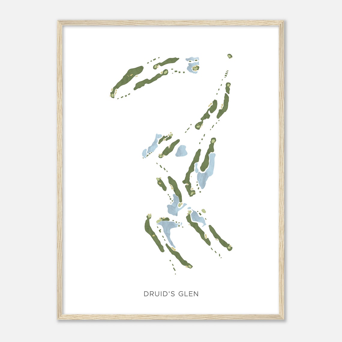 Druid's Glen Golf Course Modern Watercolor Layout Map Poster