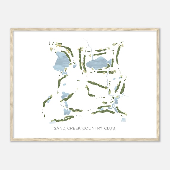 Sand Creek Country Club Indiana Modern Watercolor Map Golfer Gift Golf Wall Art Golf Poster Print Course Layout