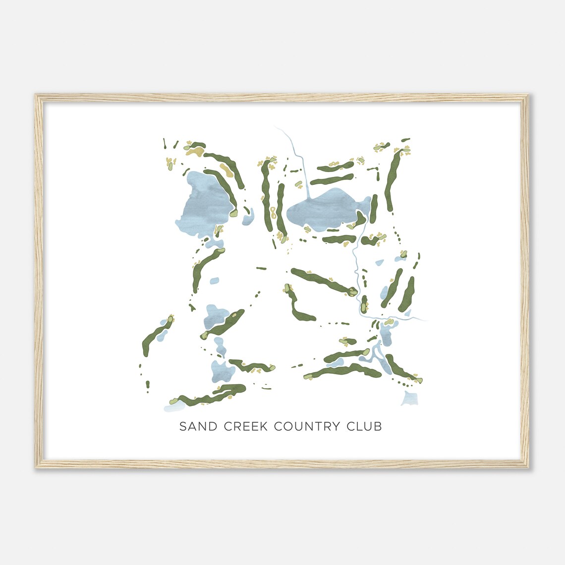 Sand Creek Country Club Minimalist Watercolor Golf Course Map Poster