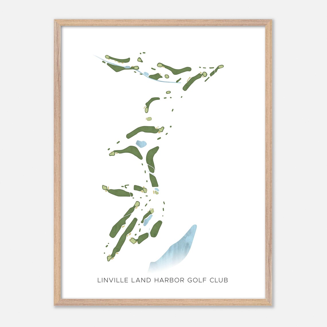 Linville Land Harbor Golf Club Minimal Watercolor Course Map Poster - Image 6