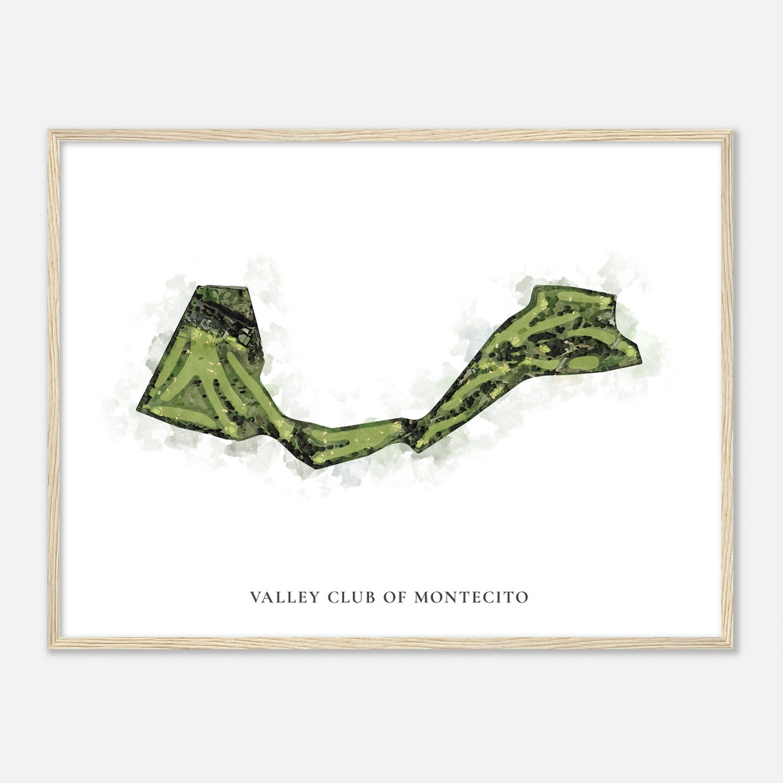 Valley Club of Montecito Classic Watercolor Golf Course Map Poster - Image 2