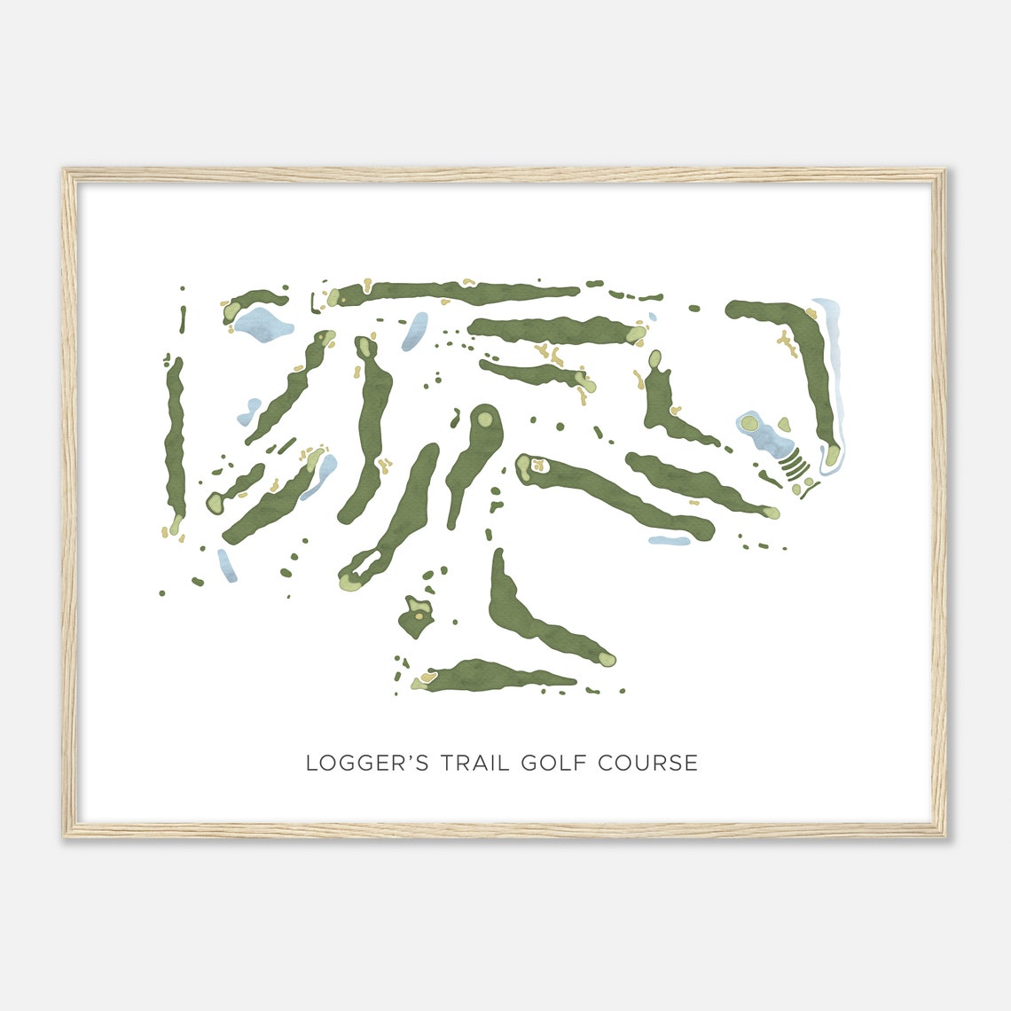 Loggers Trail Golf Course Minnesota Modern Watercolor Map Golfer Gift Golf Wall Art Golf Poster Print Course Layout