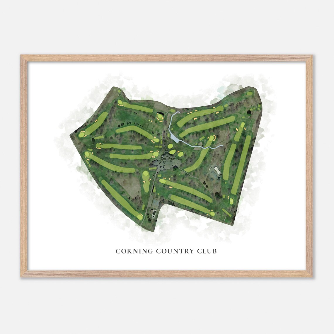 Corning Country Club, Classic Watercolor Map Art Print