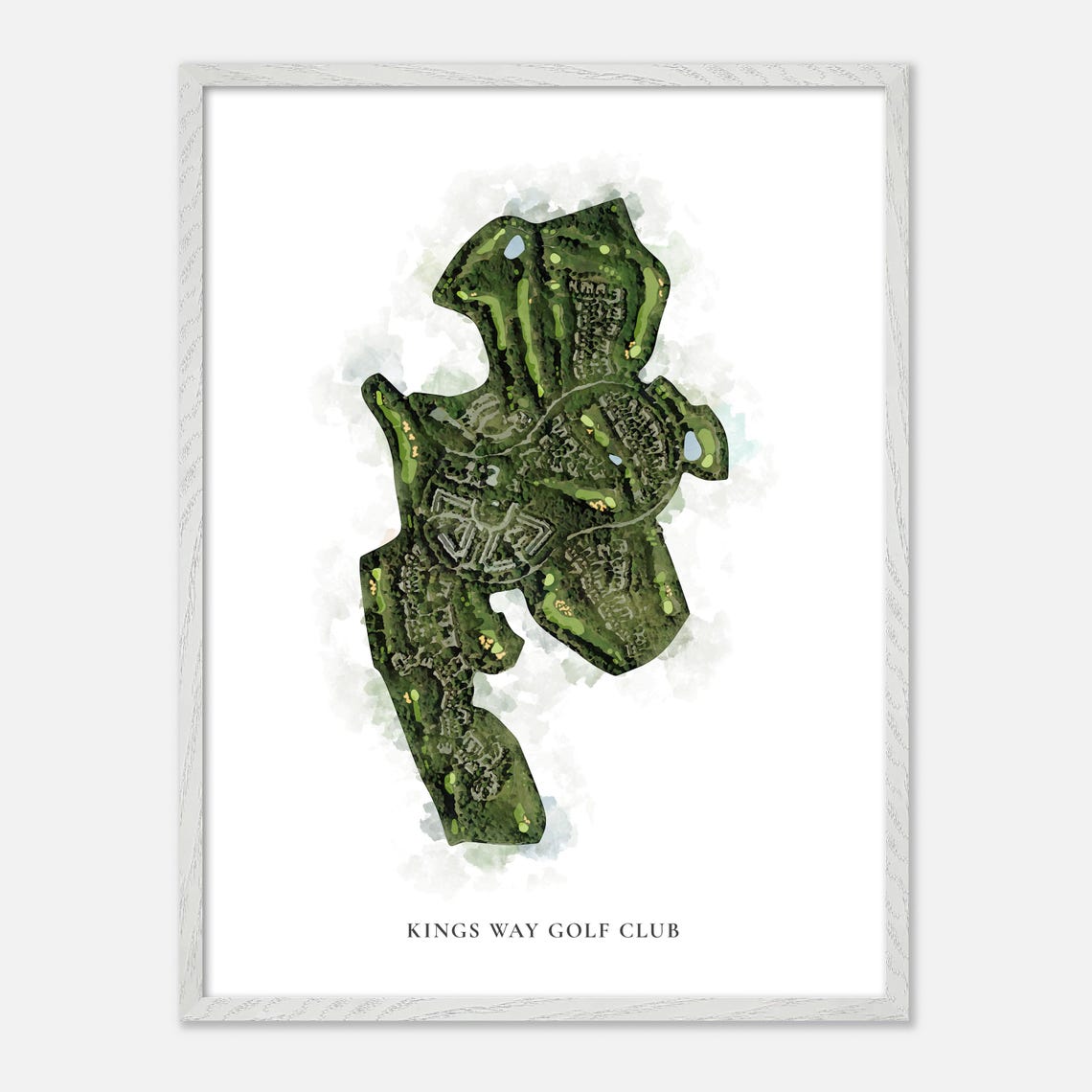 Kings Way Golf Club Massachusetts Classic Watercolor Map Poster - Image 2