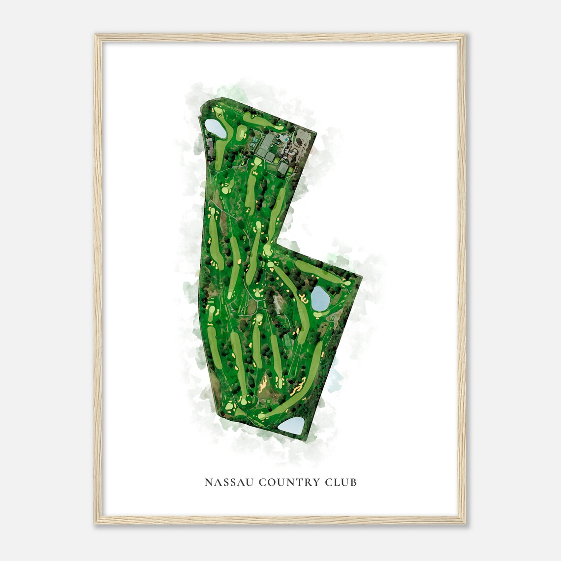 Nassau Country Club Satellite Aerial Watercolor Map Layout Poster - Image 2