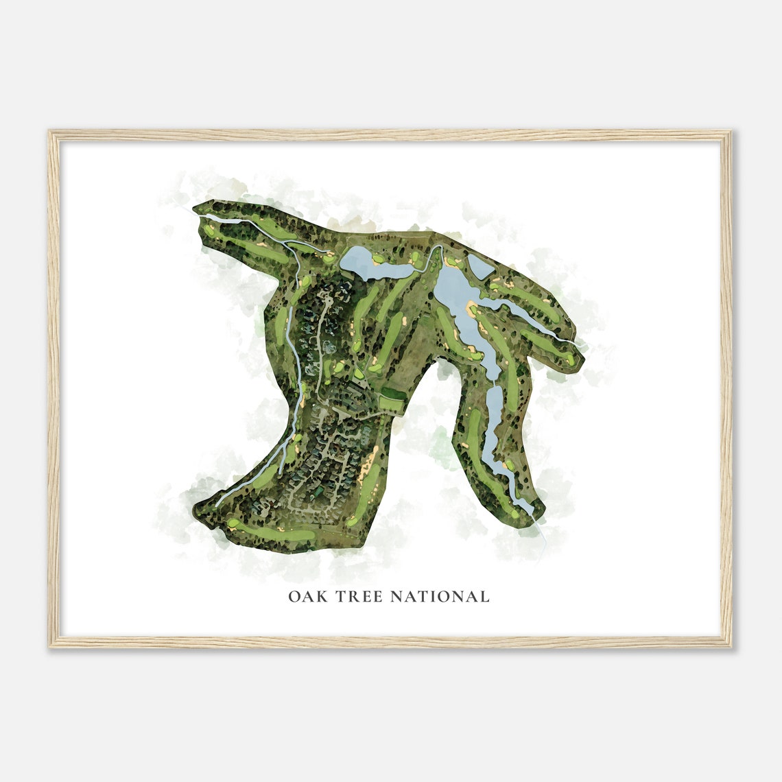 Oak Tree National Oklahoma Classic Watercolor Course Map Poster - Image 2