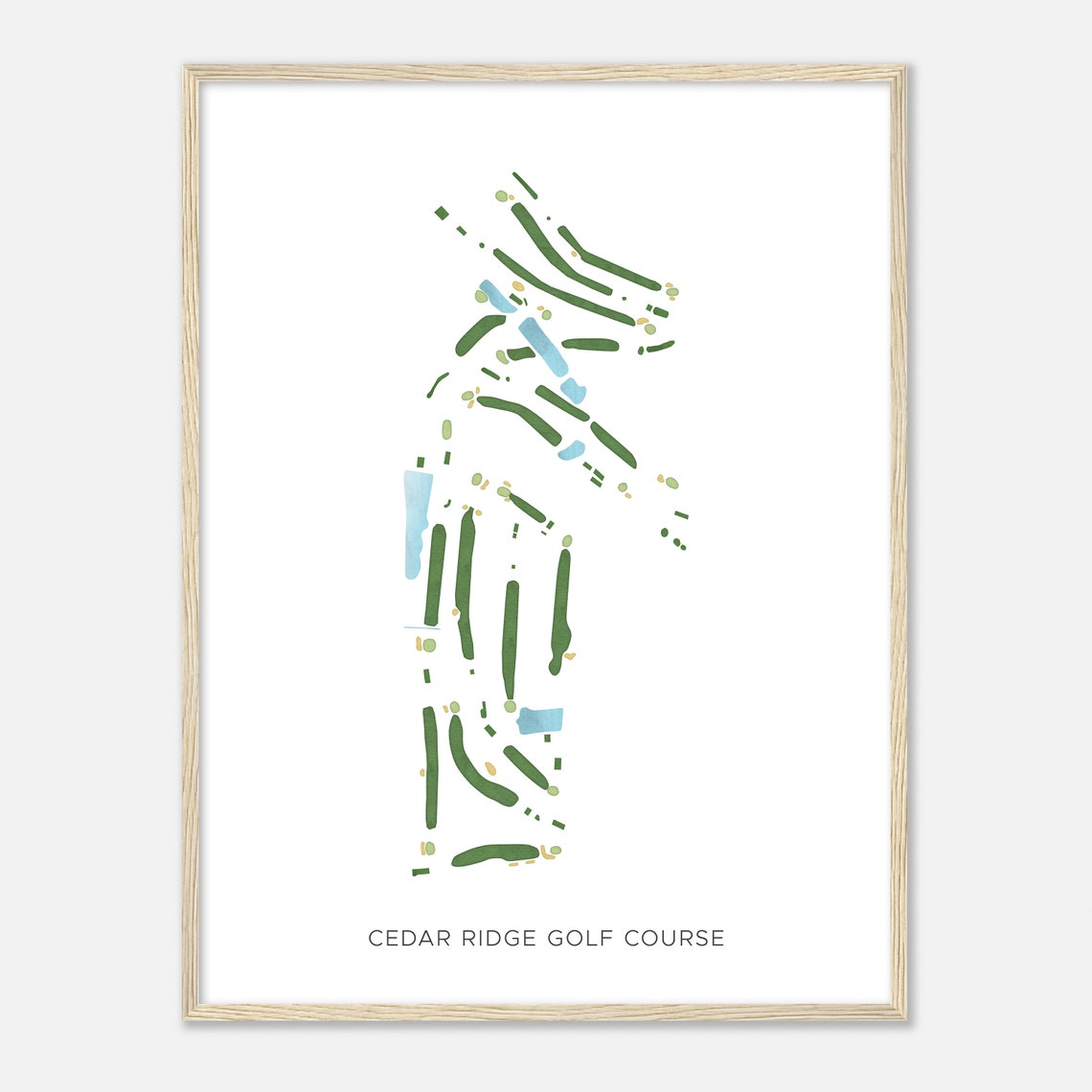 Cedar Ridge Golf Course Modern Minimalist Watercolor Course Map Poster