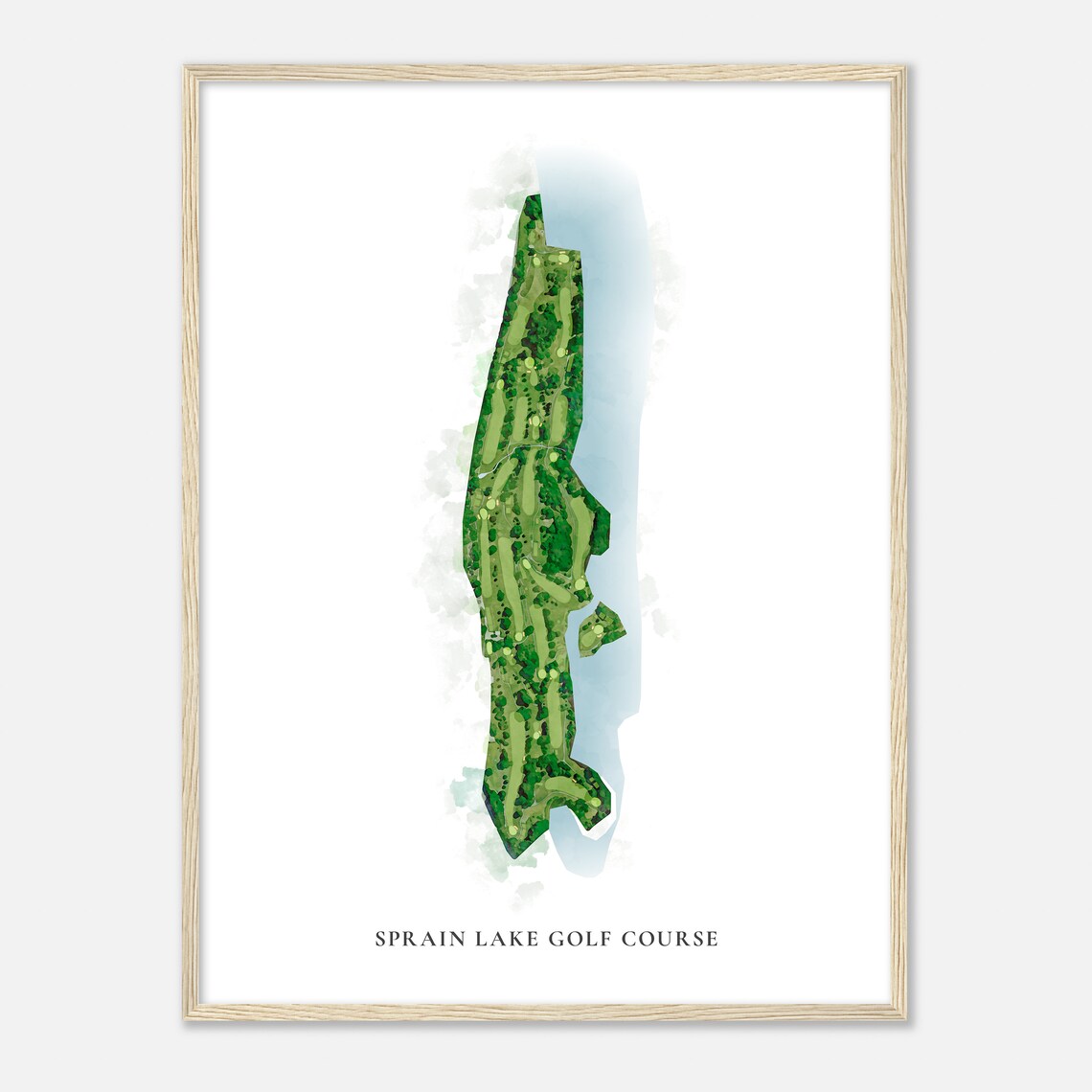 Sprain Lake Golf Course New York Classic Aerial Watercolor Map Poster