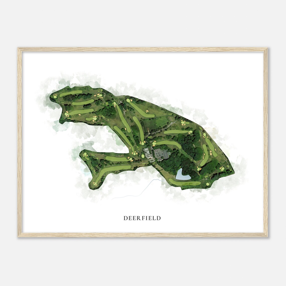 Deerfield Delaware Classic Watercolor Map Golf Poster - Image 2
