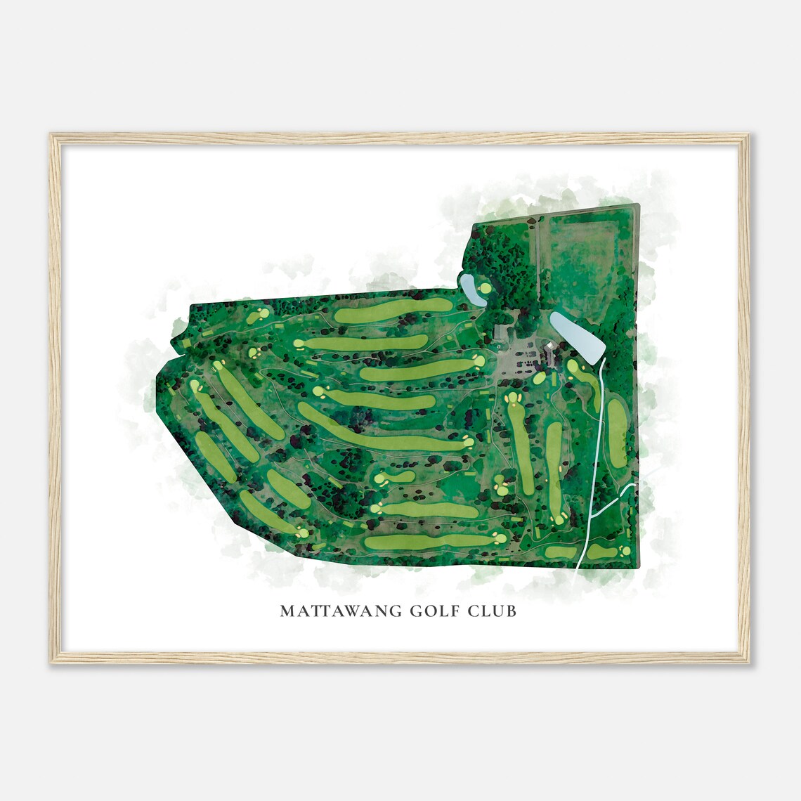 Mattawang Golf Club Classic Watercolor Golf Course Map Art Poster - Image 2