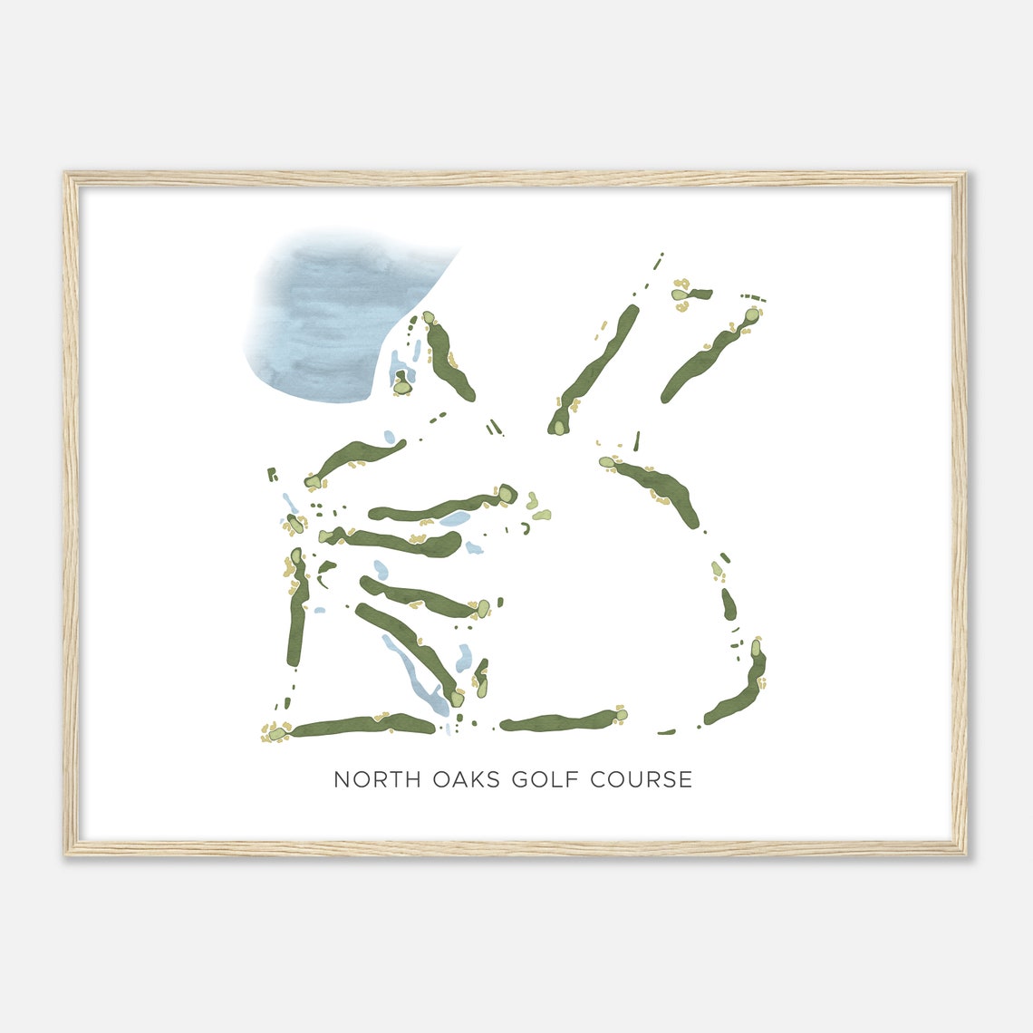North Oaks Golf Course Hole Layout Watercolor Map Art Poster - Image 2
