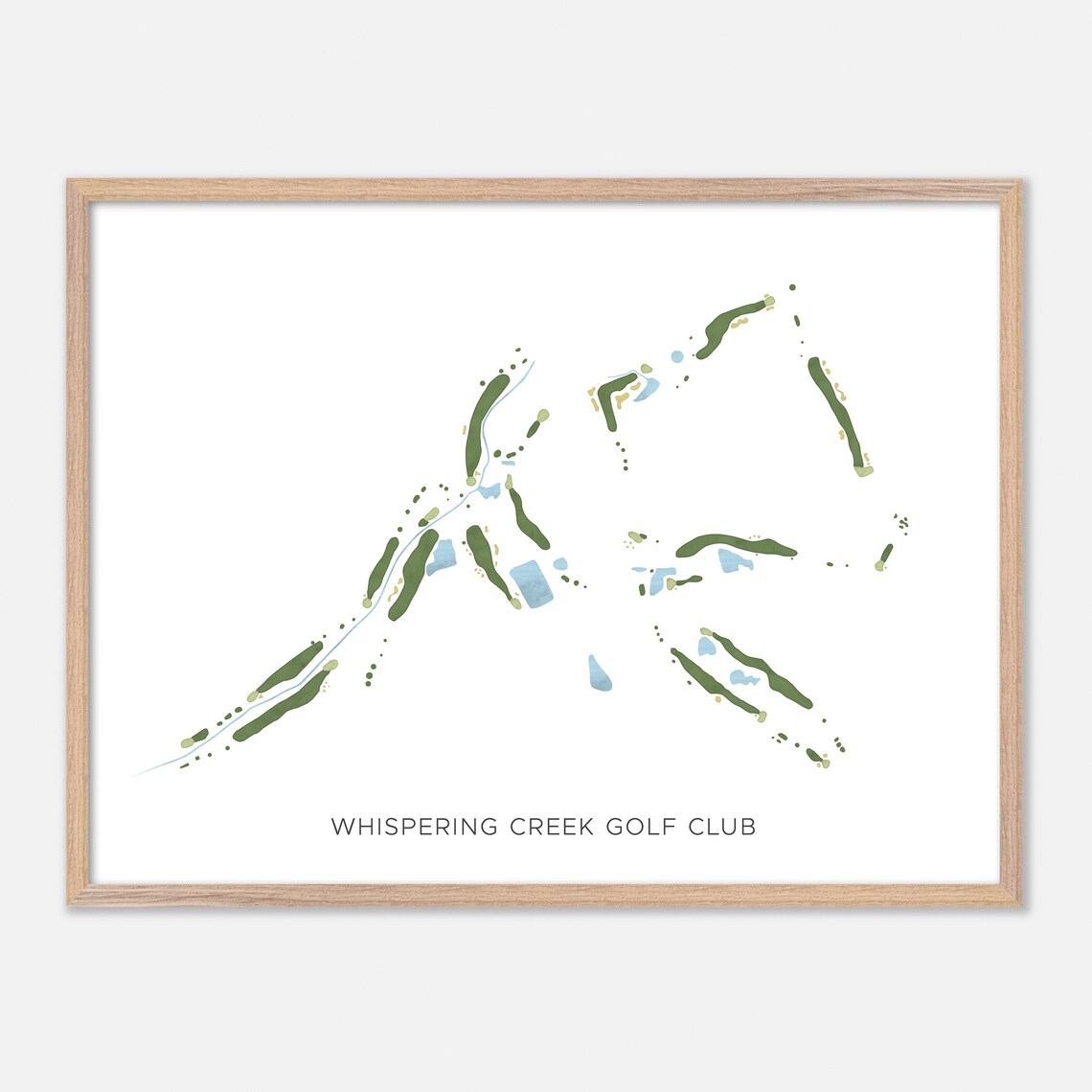 Whispering Creek Golf Club Iowa Modern Watercolor Golf Map Poster