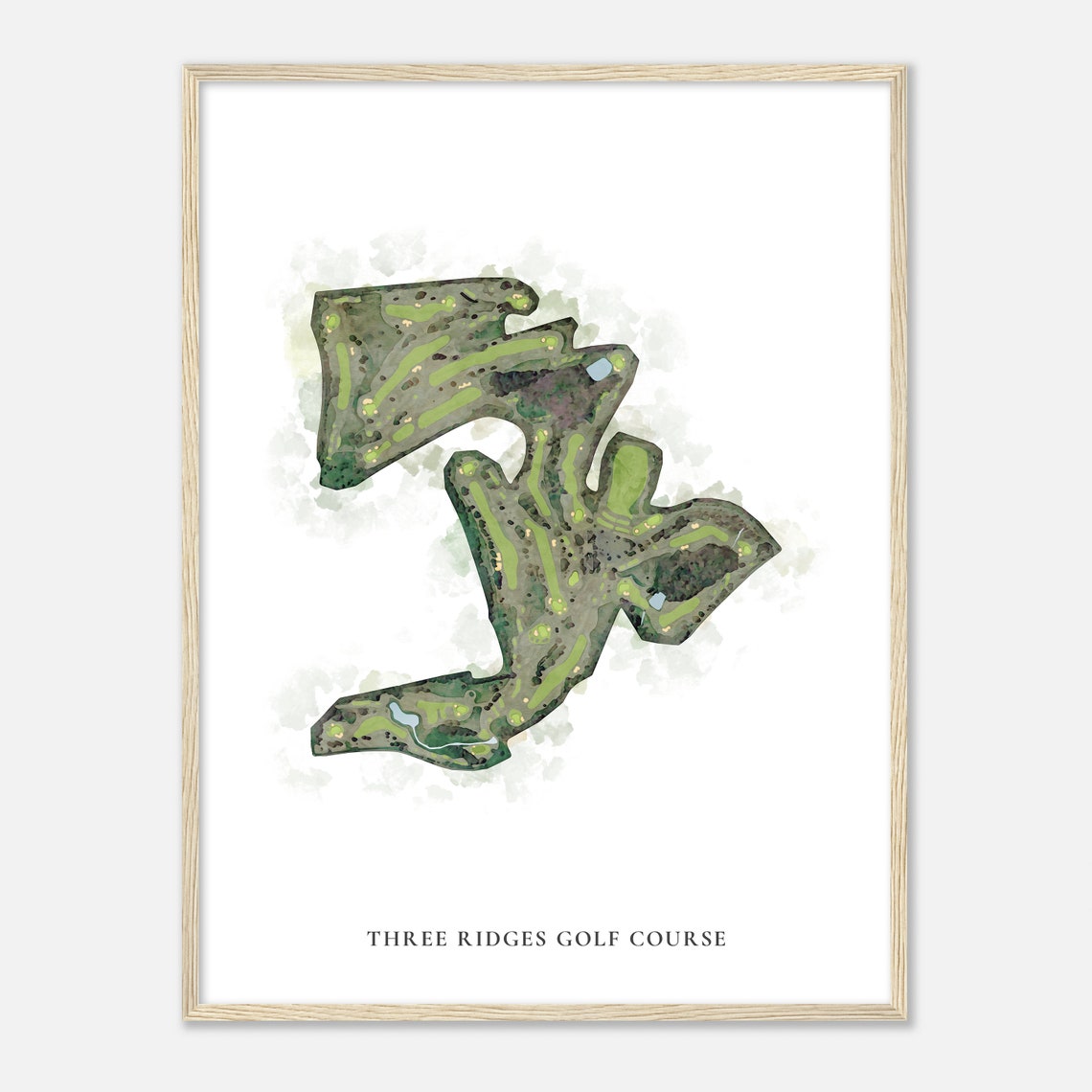 Three Ridges Golf Course Tennessee Classic Watercolor Map Golf Poster