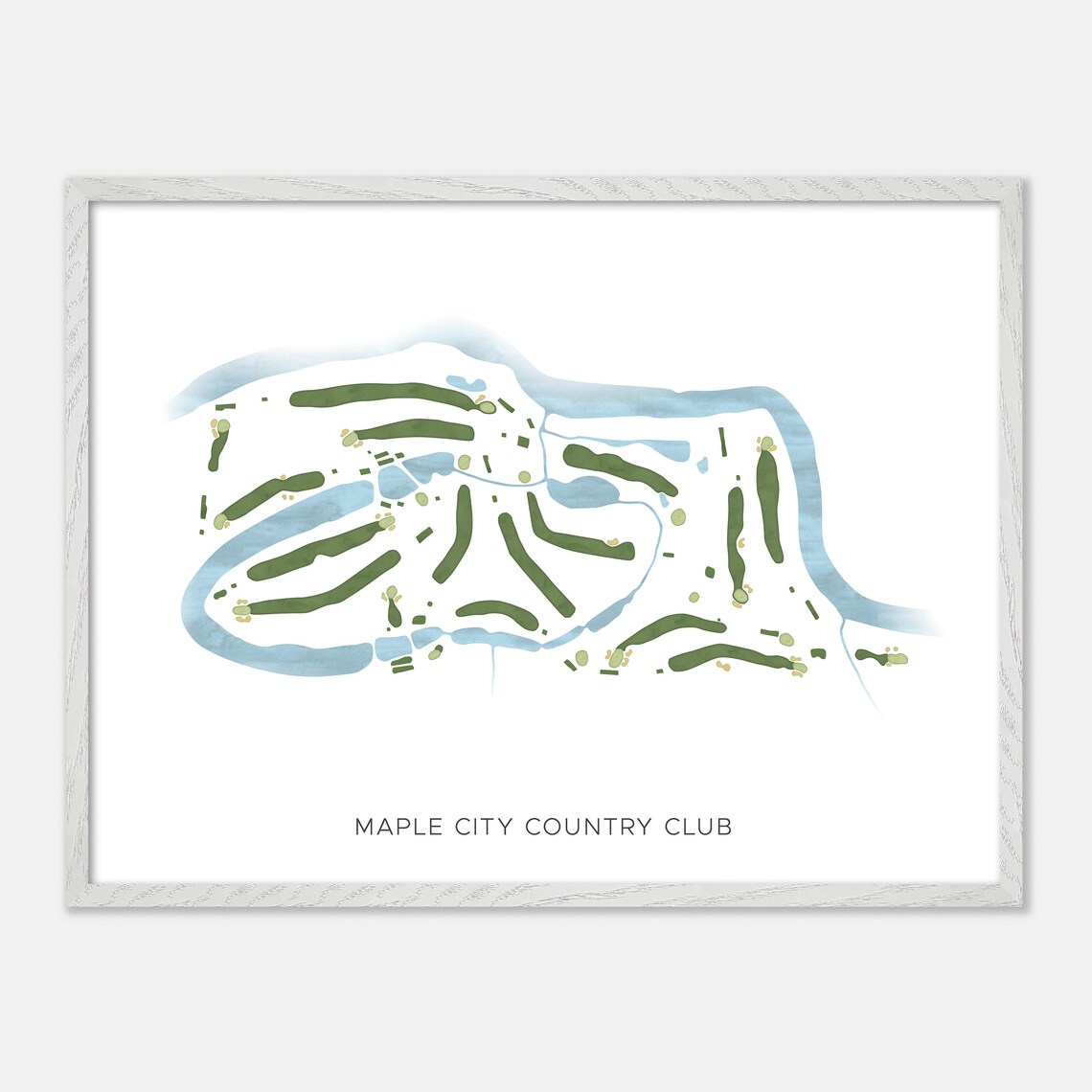 Maple City Country Club Modern Minimalist Watercolor Golf Map Poster - Image 3