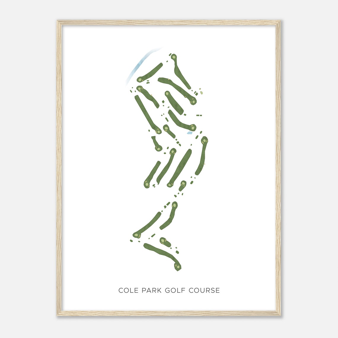 Cole Park Golf Course Tennessee Modern Watercolor Map Poster