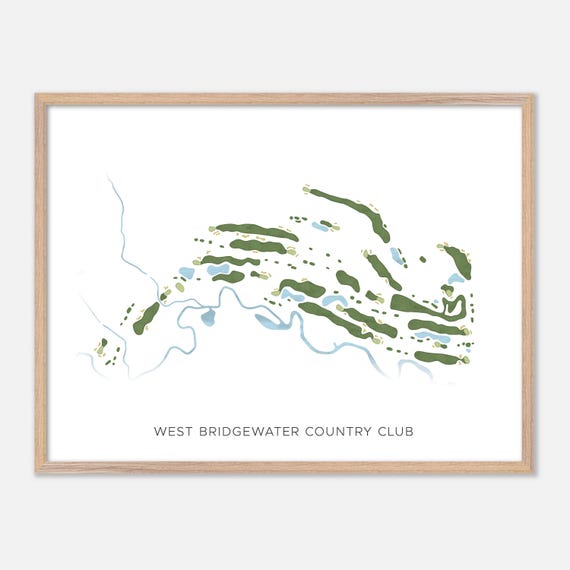 West Bridgewater Country Club In West Bridgewater Massachusetts Modern Watercolor Map Golfer Gift Golf Wall Art Golf Poster Print