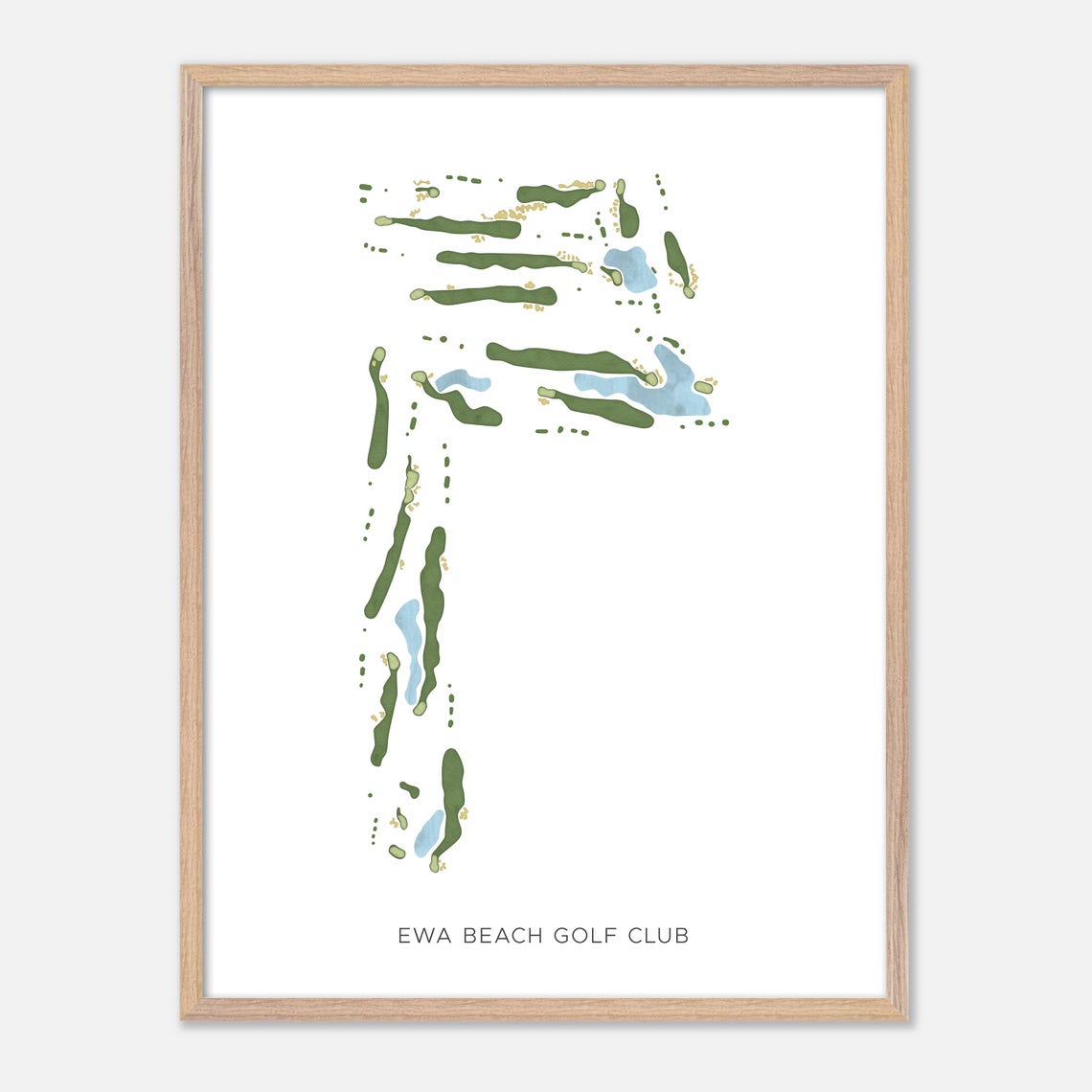 Ewa Beach Golf Club Hawaii Modern Watercolor Course Map Poster - Image 2