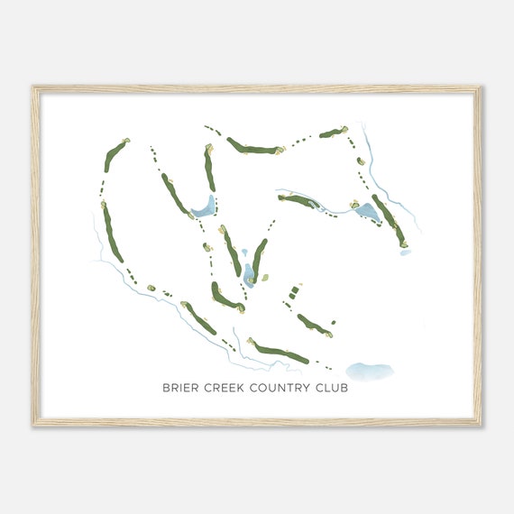 Brier Creek Country Club North Carolina Modern Watercolor Map Golfer Gift Golf Wall Art Golf Poster Print Course Layout