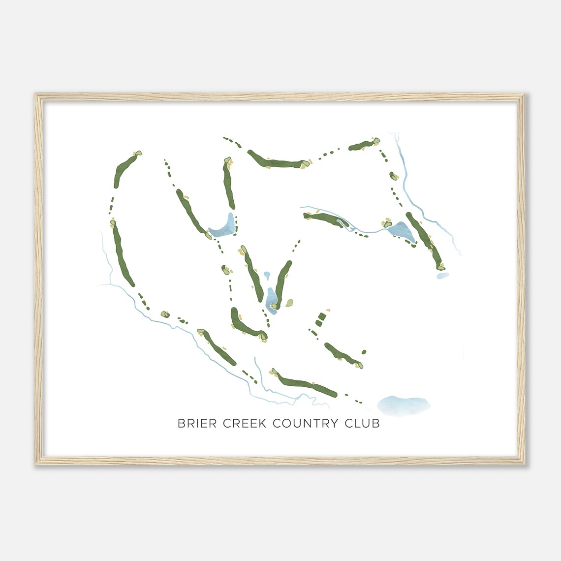 Brier Creek Country Club North Carolina Modern Watercolor Map Poster