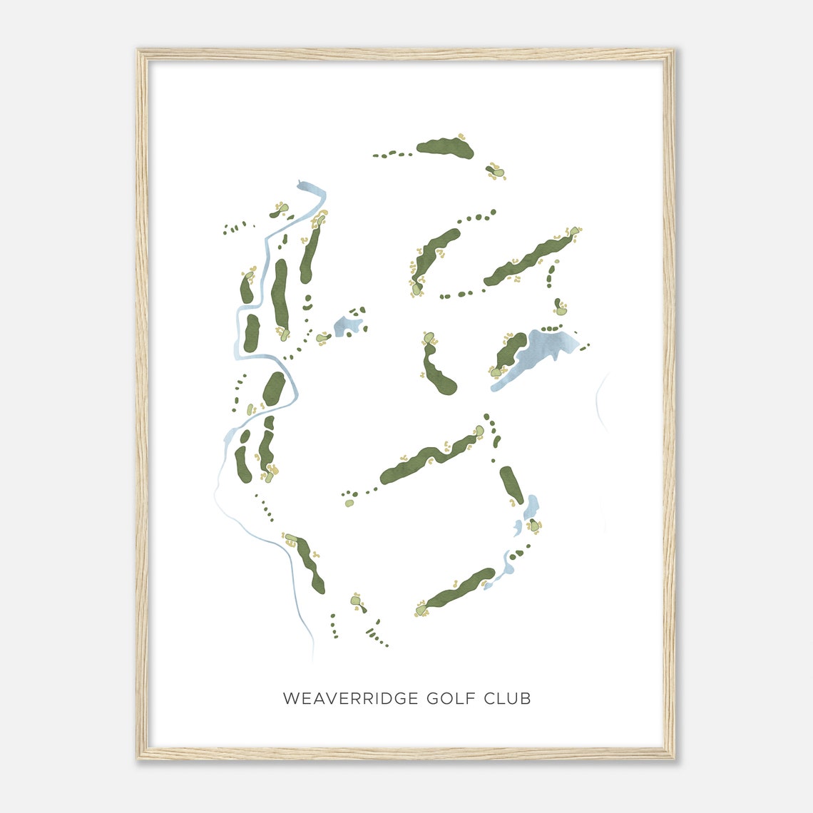 Weaverridge Golf Club Illinois Modern Watercolor Course Map Poster