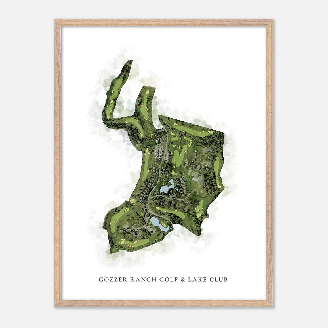 Gozzer Ranch Golf & Lake Club Harrison Idaho Classic Watercolor Golf Map Poster - Image 6