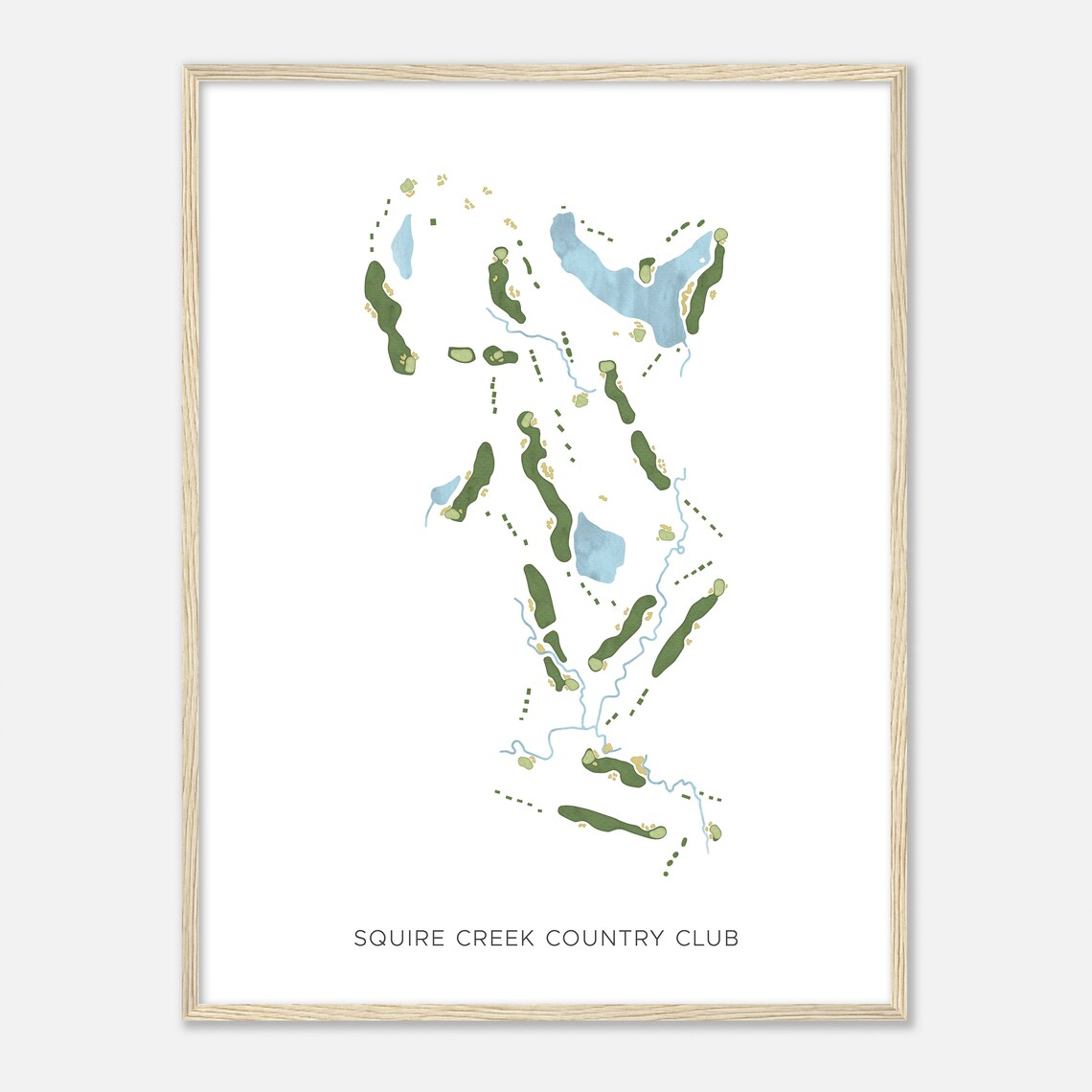 Squire Creek Country Club Louisiana Modern Watercolor Golf Poster