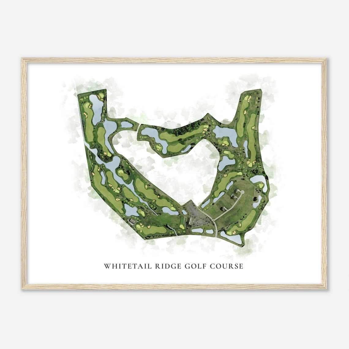 Whitetail Ridge Golf Course Illinois Classic Watercolor Map Golfer Gift Golf Wall Art Golf Poster Print Course Layout