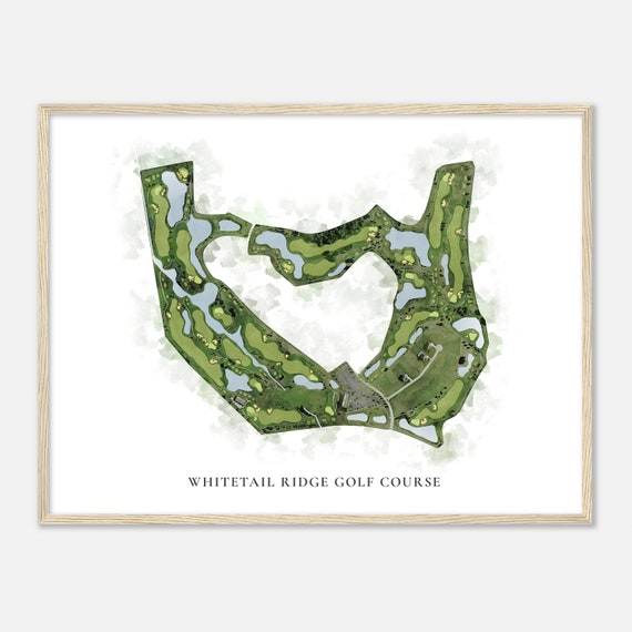 Whitetail Ridge Golf Course Illinois Classic Watercolor Map Golfer Gift Golf Wall Art Golf Poster Print Course Layout