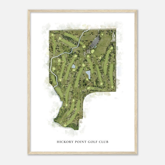 Hickory Point Golf Club Illinois Classic Watercolor Map Golfer Gift Golf Wall Art Golf Poster Print Course Layout