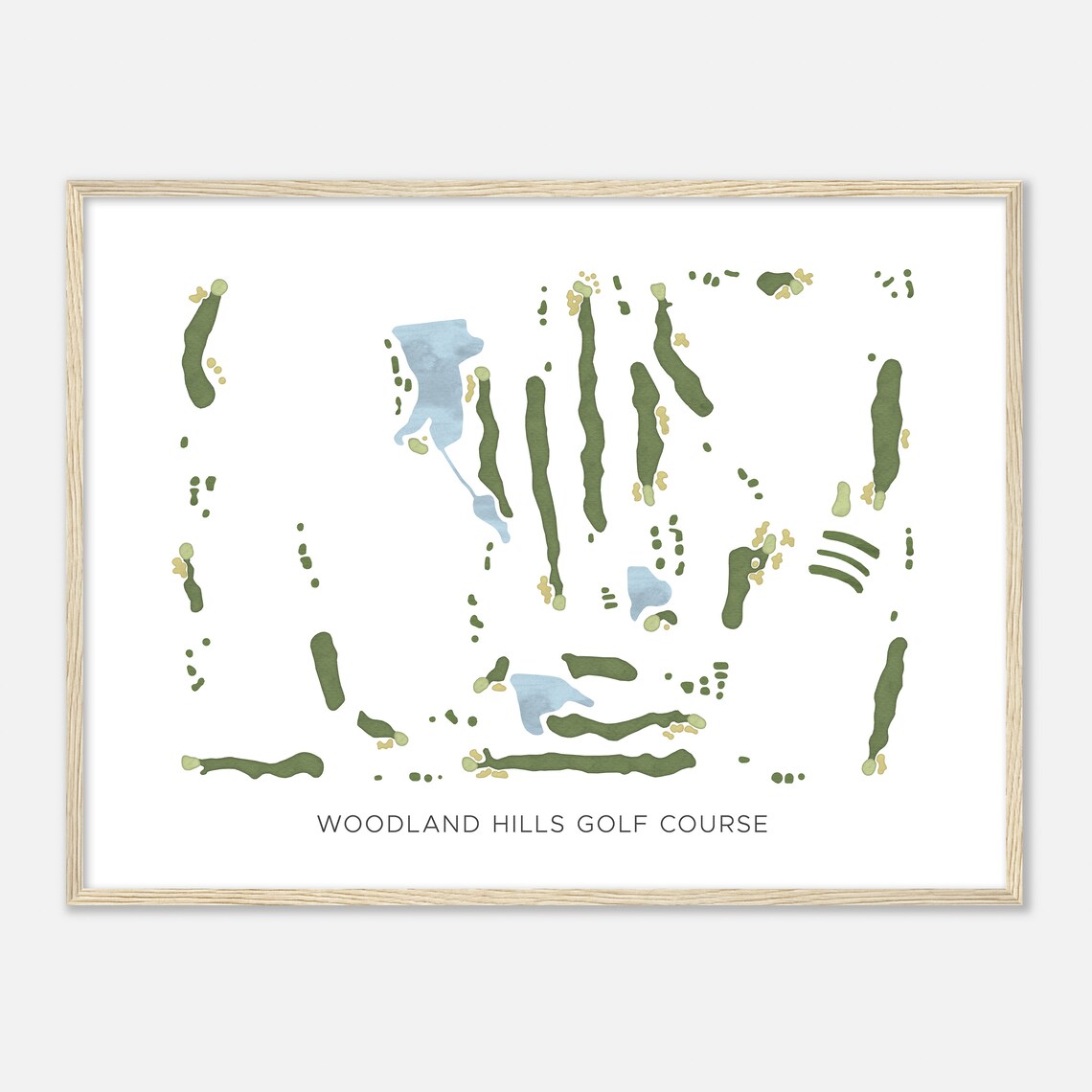Woodland Hills Golf Course Minimalist Watercolor Map Art Poster