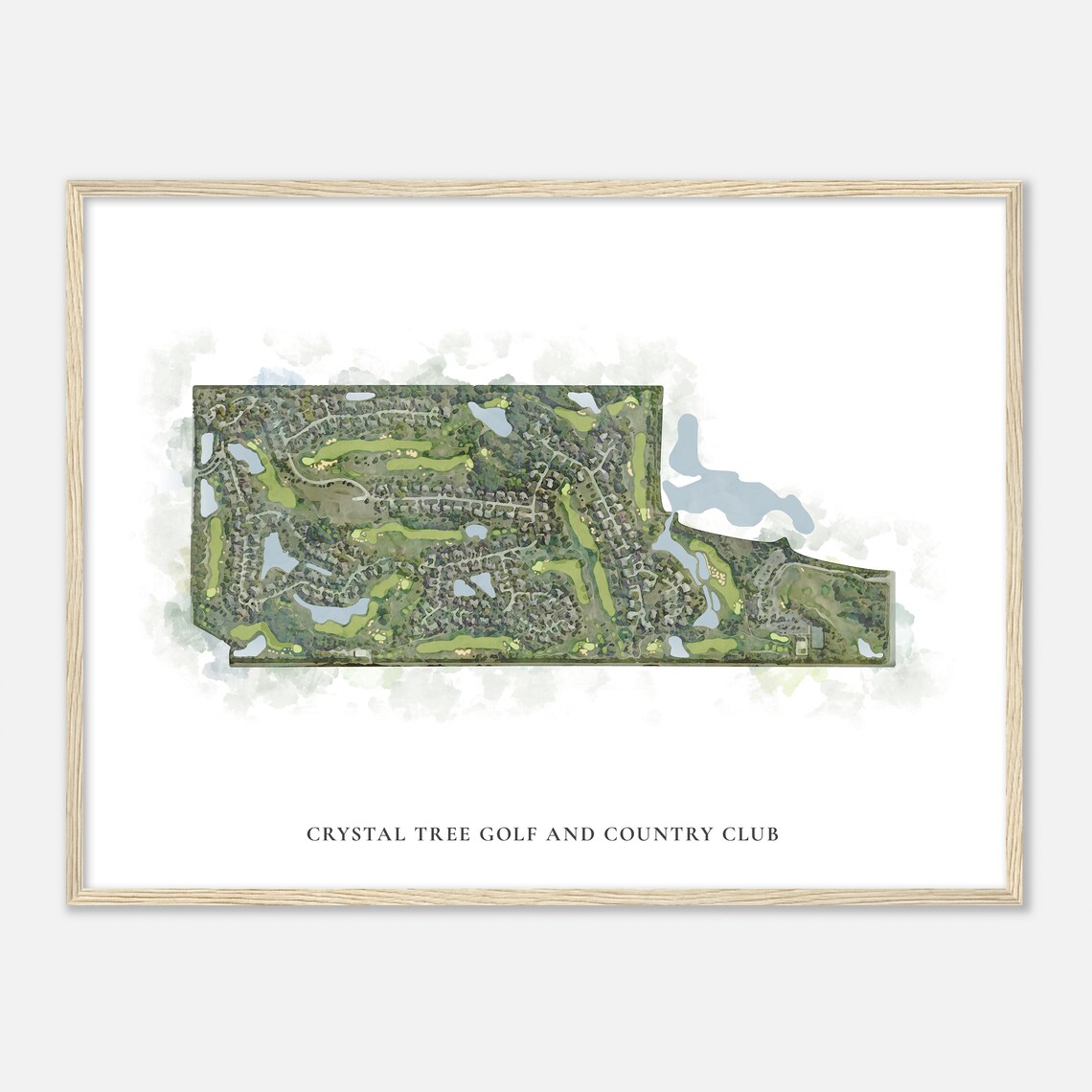 Crystal Tree Golf and Country Club Watercolor Aerial Map Poster