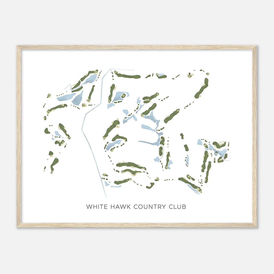 White Hawk Country Club Minimalist Watercolor Golf Map Poster