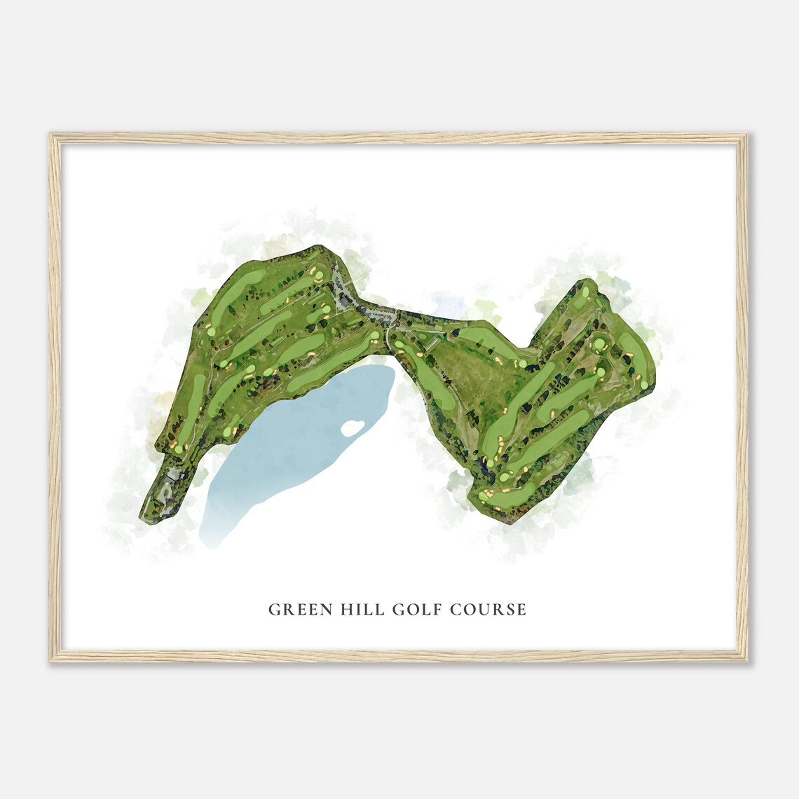 Green Hill Golf Course Massachusetts Classic Watercolor Map Golfer Gift Golf Wall Art Golf Poster Print Course Layout - Image 2