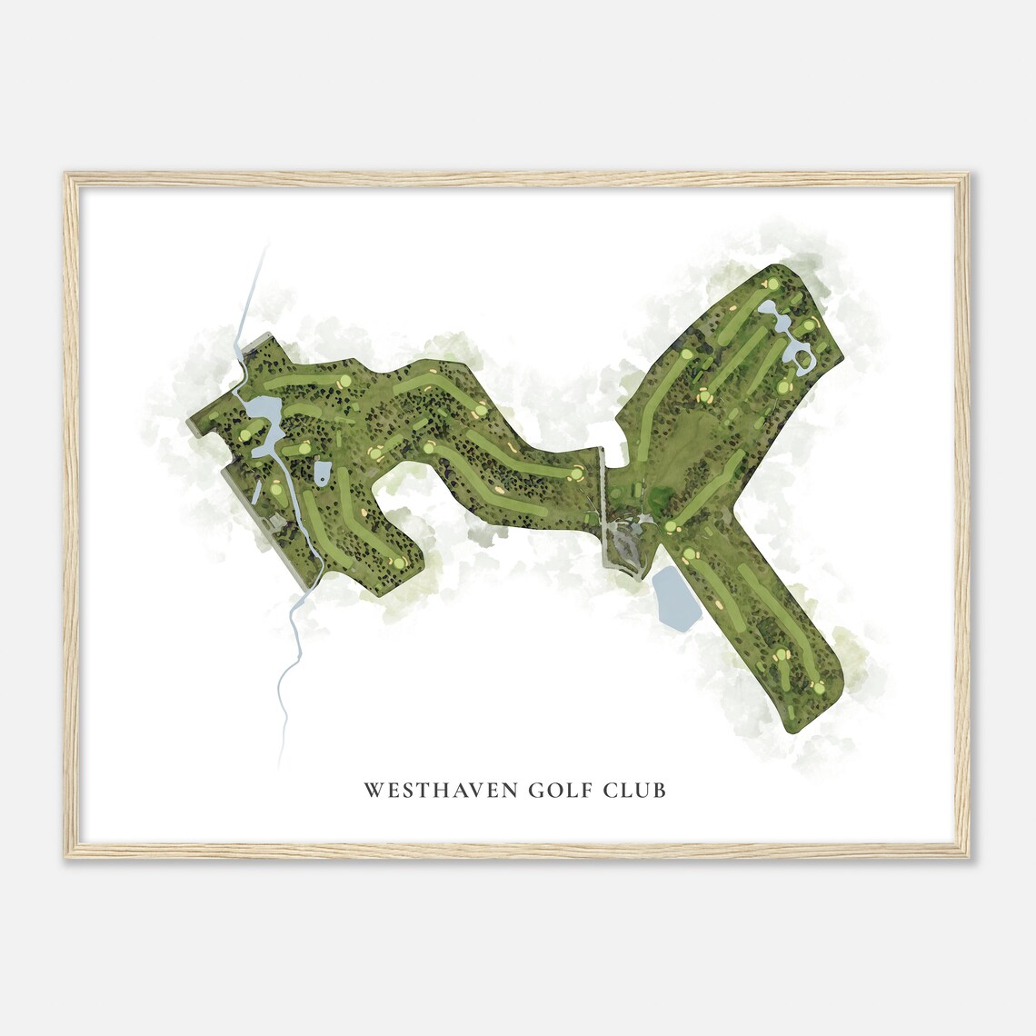 Westhaven Golf Club Aerial Watercolor Fairway Map Print Golfer Gift