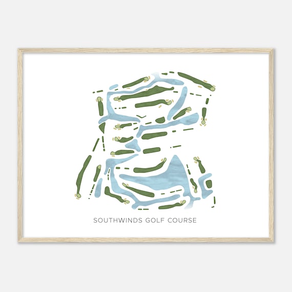 Southwinds Golf Course Florida Modern Watercolor Course Map Poster