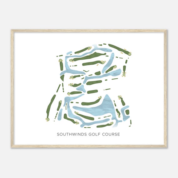 Southwinds Golf Course Florida Modern Watercolor Map Golfer Gift Golf Wall Art Golf Poster Print Course Layout