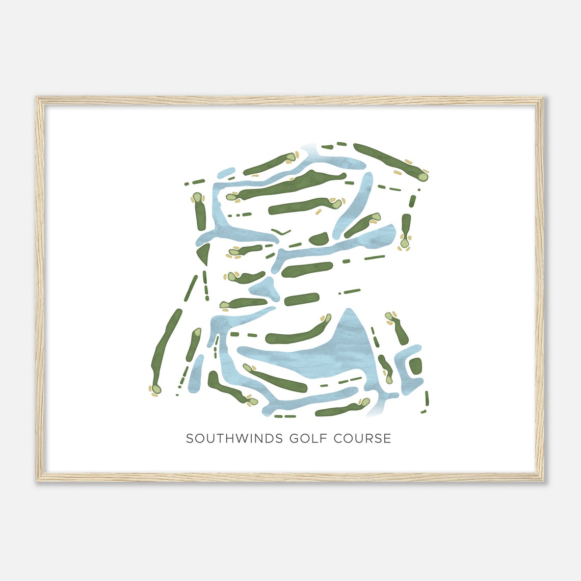 Southwinds Golf Course Florida Modern Watercolor Course Map Poster