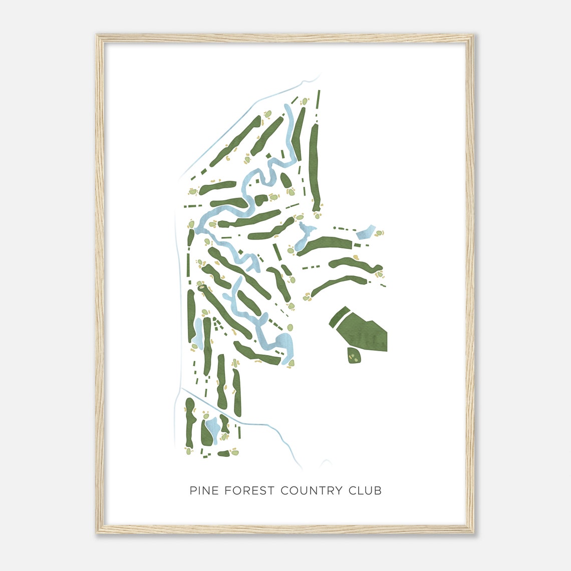 Pine Forest Country Club Texas Modern Watercolor Map Golf Poster - Image 2