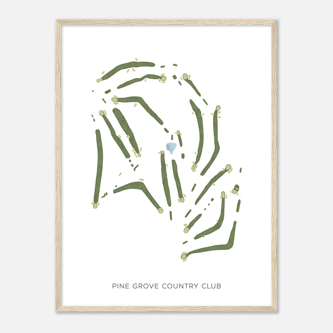 Pine Grove Country Club Modern Minimalist Watercolor Map Poster