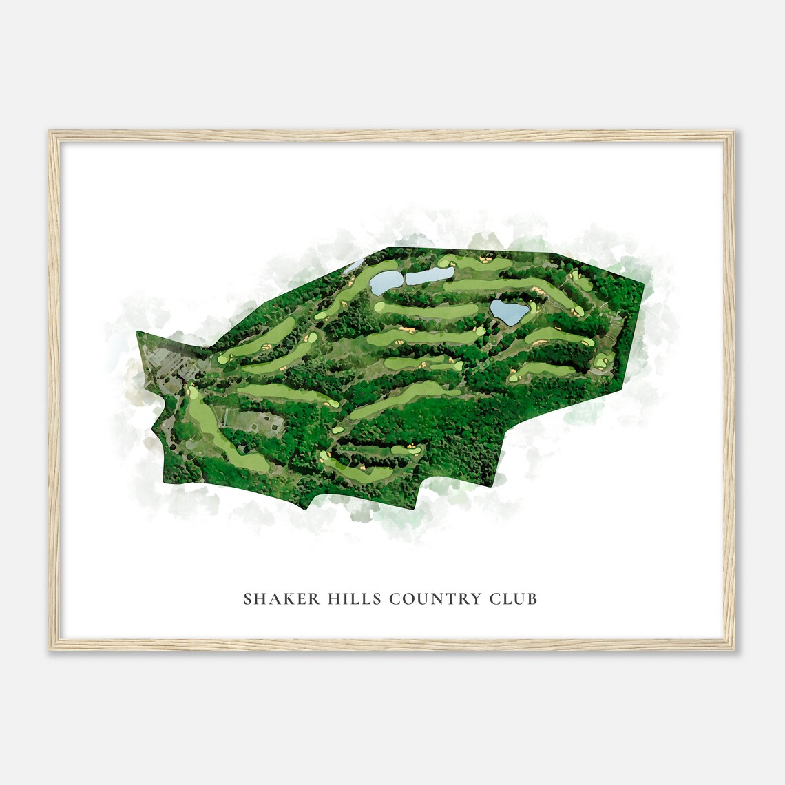 Shaker Hills Country Club Classic Watercolor Aerial Course Map Poster - Image 2