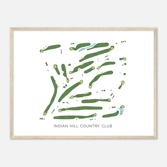 Indian Hill Country Club Connecticut Modern Watercolor Map Golfer Gift Golf Wall Art Golf Poster Print Course Layout