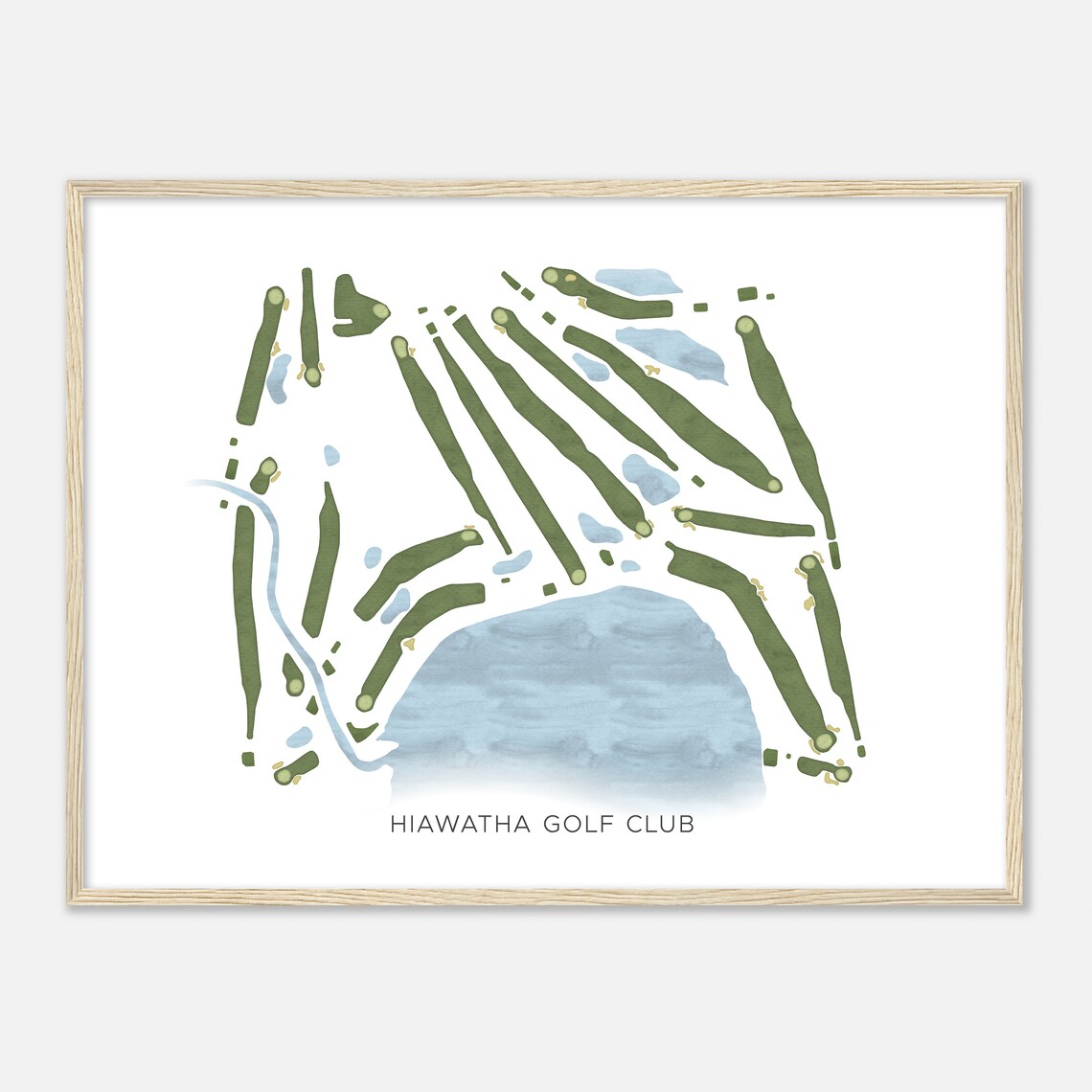 Hiawatha Golf Club Modern Watercolor Lakefront Golf Course Map Poster - Image 2